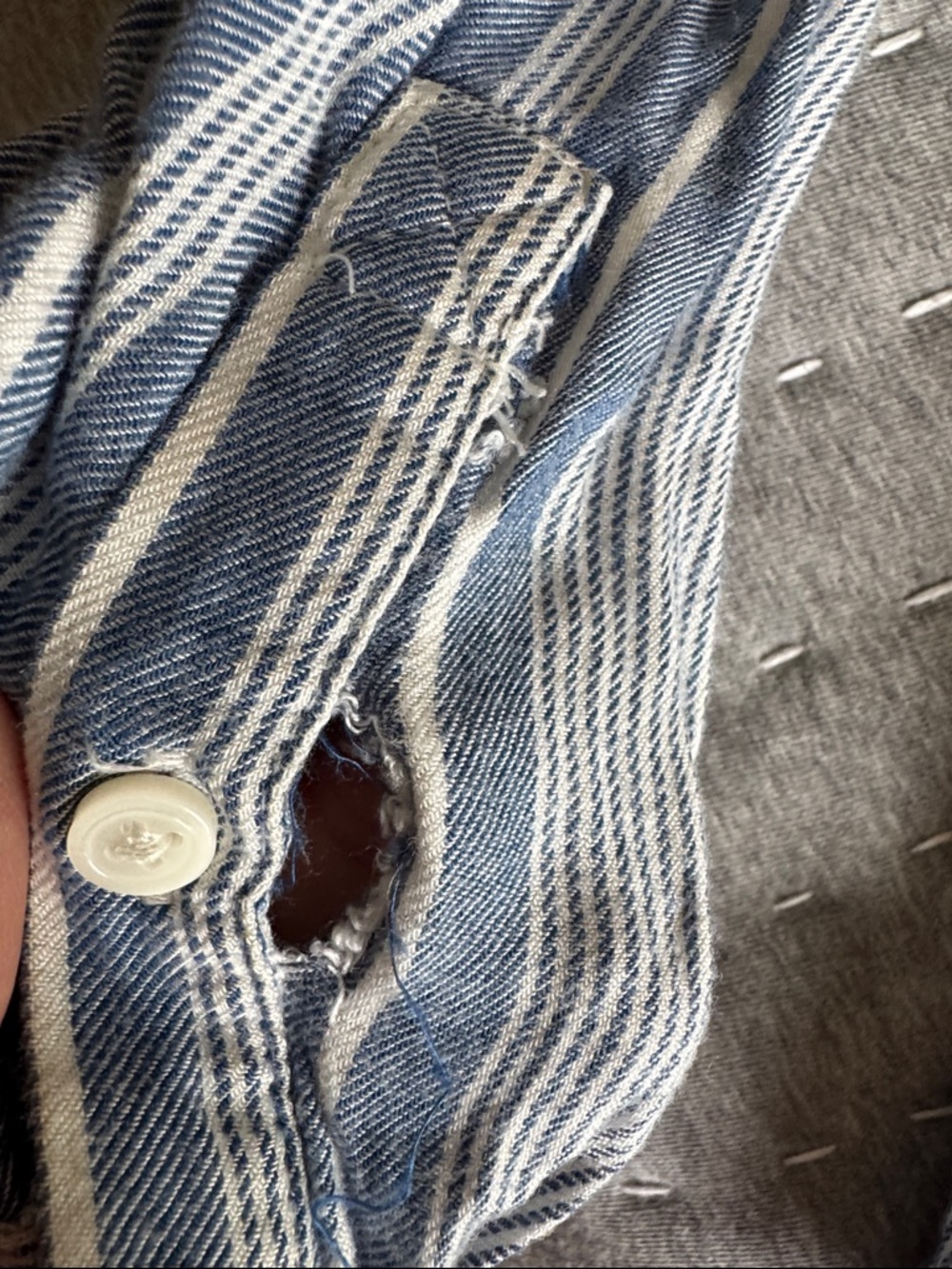 G.H. Bass & Co. Blue and White Striped Button-Front Top - Picture 3 of 4